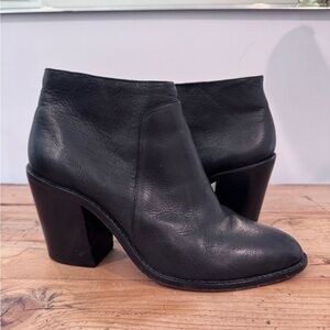 Loeffler Randall Ella Black on Black Blackout Leather Ankle Boots